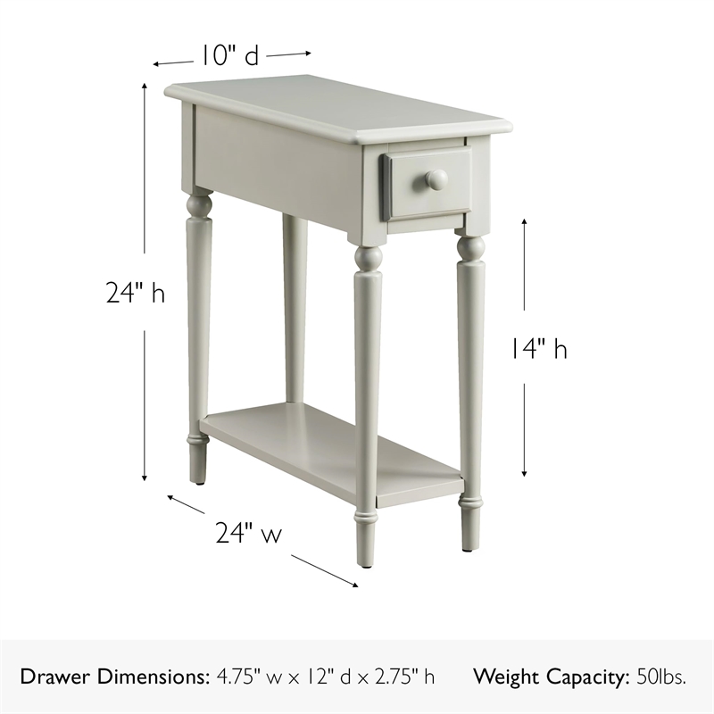 Bowery Hill Narrow Wood End Table with Shelf in Silky Painted