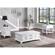 Bowery Hill Modern Farmhouse Soft White Wood Storage End Table with USB