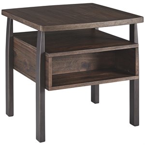 bowery hill contemporary end table in grayish brown