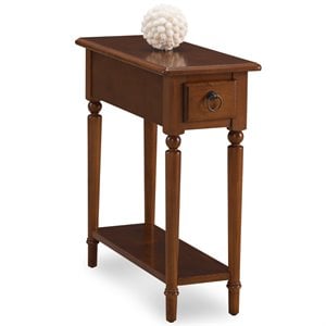 Bowery Hill Coastal Solid Wood End Table with Shelf in Pecan