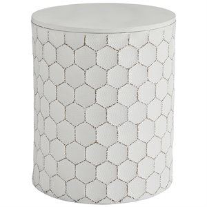 bowery hill round accent end table in white