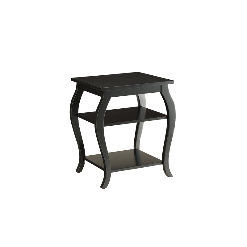 Bowery Hill Mid Century 2 Shelf Wood End Table in Black
