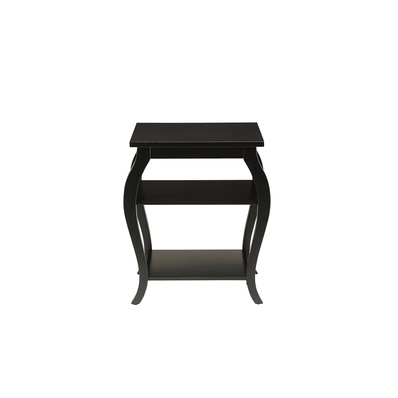 Bowery Hill Mid Century 2 Shelf Wood End Table in Black