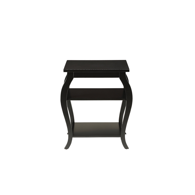 Bowery Hill Mid Century 2 Shelf Wood End Table in Black