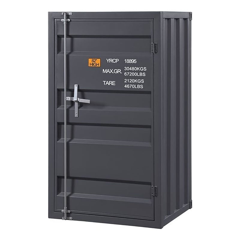 Bowery Hill Contemporary Metal Chest with 1 Door in Gunmetal Gray