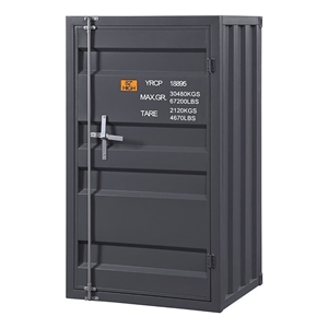 Bowery Hill Contemporary Metal Chest with 1 Door in Gunmetal Gray