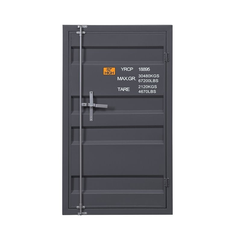 Bowery Hill Contemporary Metal Chest with 1 Door in Gunmetal Gray