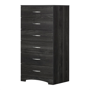 Bowery Hill Traditional 6-Drawer Wood Lingerie Bedroom Chest in Gray Oak