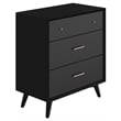 Bowery Hill Mid-Century Mid Century Modern Wood 3 Drawer Small Chest in Black