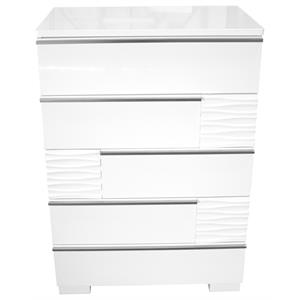 bowery hill 5-drawer poplar wood bedroom chest in white lacquer