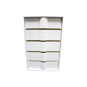 Bowery Hill 5-Drawer Wood Bedroom Chest in Whiteand Gold Trim