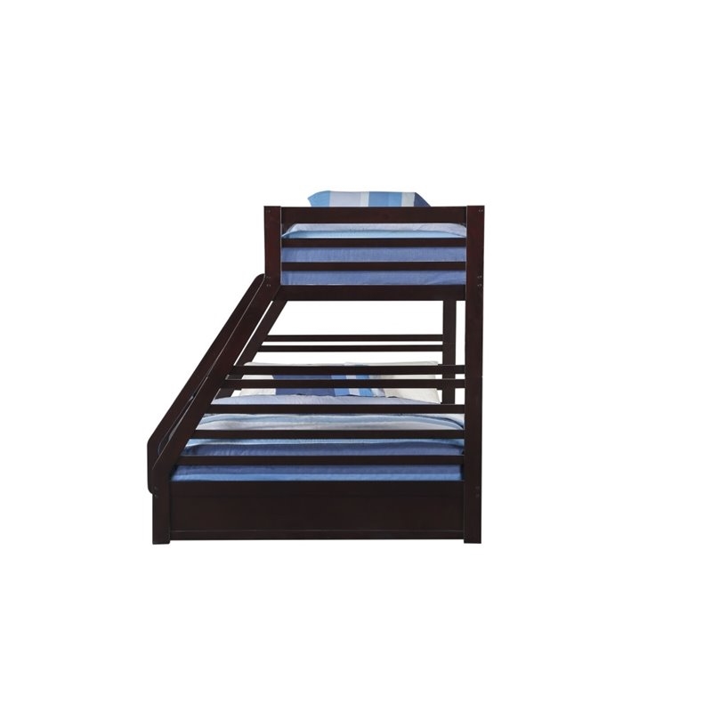 Bowery Hill Modern Wood XL Twin over Queen Bunk Bed in Espresso