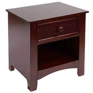 Bowery Hill 1-Drawer Transitional Solid Wood Nightstand in Cherry