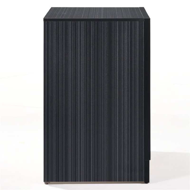 Bowery Hill Square 3 Drawers Nightstand in Black