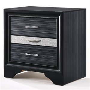 Bowery Hill Square 3 Drawers Nightstand in Black