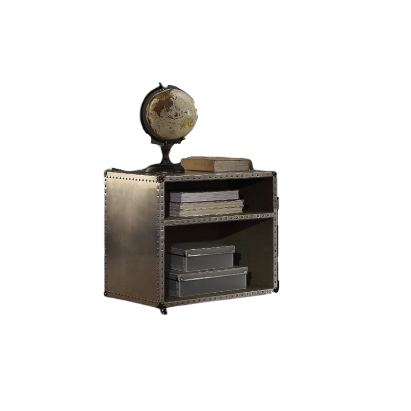 Bowery Hill Transitional Wood Nightstand with Nailhead Trim in Gray