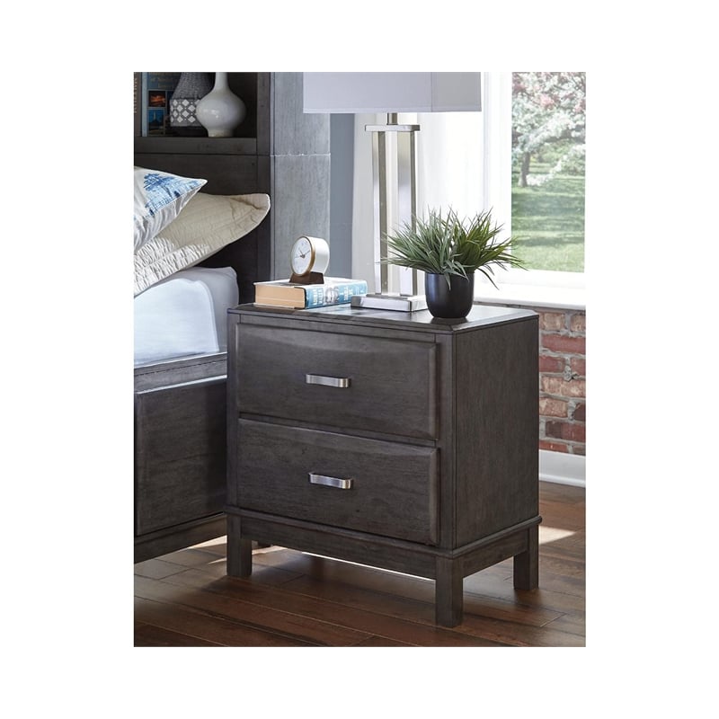Bowery Hill 2 Drawer Nightstand in Gray