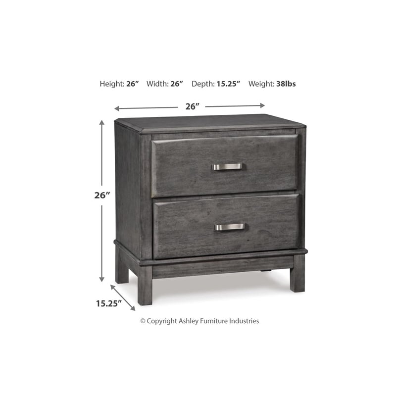 Bowery Hill 2 Drawer Nightstand in Gray