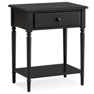 bowery hill wood nightstand with ac/usb charger in black