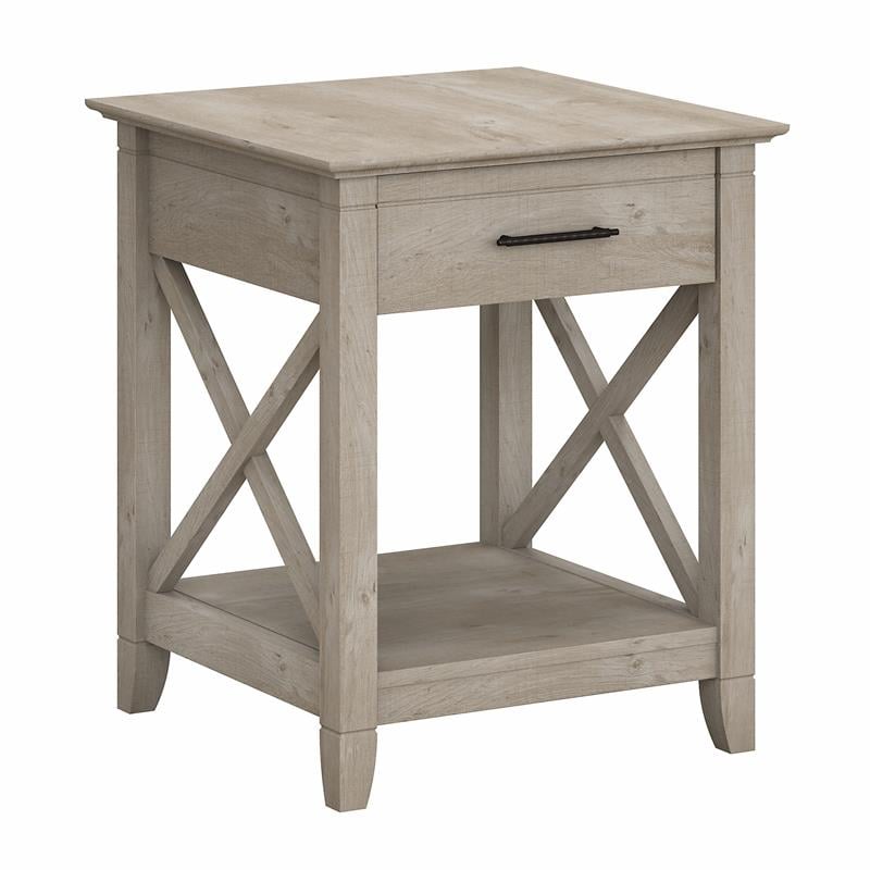 Bowery Hill Nightstand with Drawer in Washed Gray - Engineered Wood