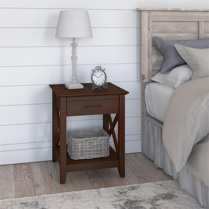 Bowery Hill Nightstand with Drawer in Bing Cherry - Engineered Wood