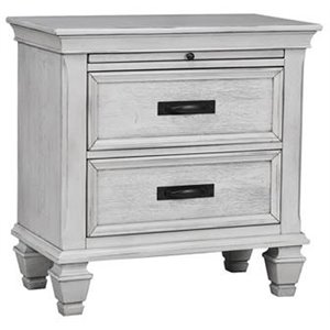 bowery hill 2 drawer nightstand with tray in antique white