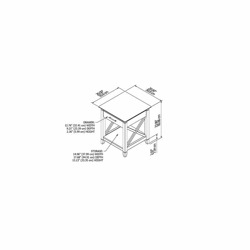 Bowery Hill Nightstand with Drawer in Pure White and Shiplap Gray