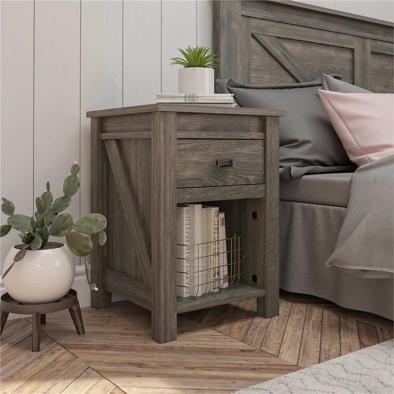 Bowery Hill One Drawer Nightstand in Weathered Oak