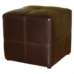 Bowery Hill Contemporary Wood Ottoman in Dark Brown