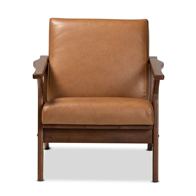 Bowery Hill Modern Walnut Brown Finished Wood Lounge Chair