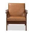 Bowery Hill Modern Walnut Brown Finished Wood Lounge Chair