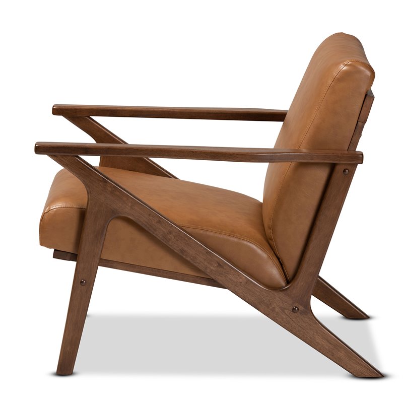 Bowery Hill Modern Walnut Brown Finished Wood Lounge Chair