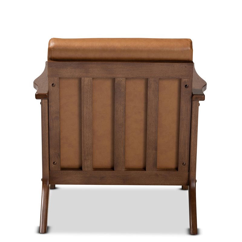 Bowery Hill Modern Walnut Brown Finished Wood Lounge Chair