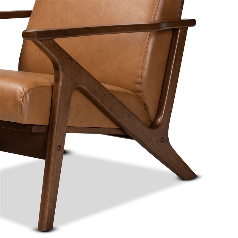 Bowery Hill Modern Walnut Brown Finished Wood Lounge Chair