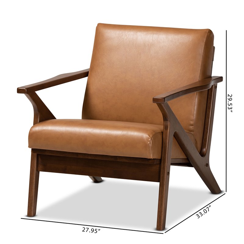 Bowery Hill Modern Walnut Brown Finished Wood Lounge Chair