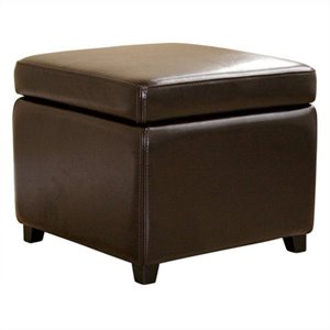 bowery hill small storage cube wood ottoman in dark brown