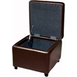 Bowery Hill Small Storage Cube Wood Ottoman in Dark Brown