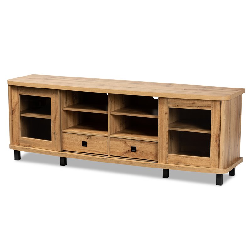 Bowery Hill Oak Brown Finished Wood 2-Drawer TV Stand