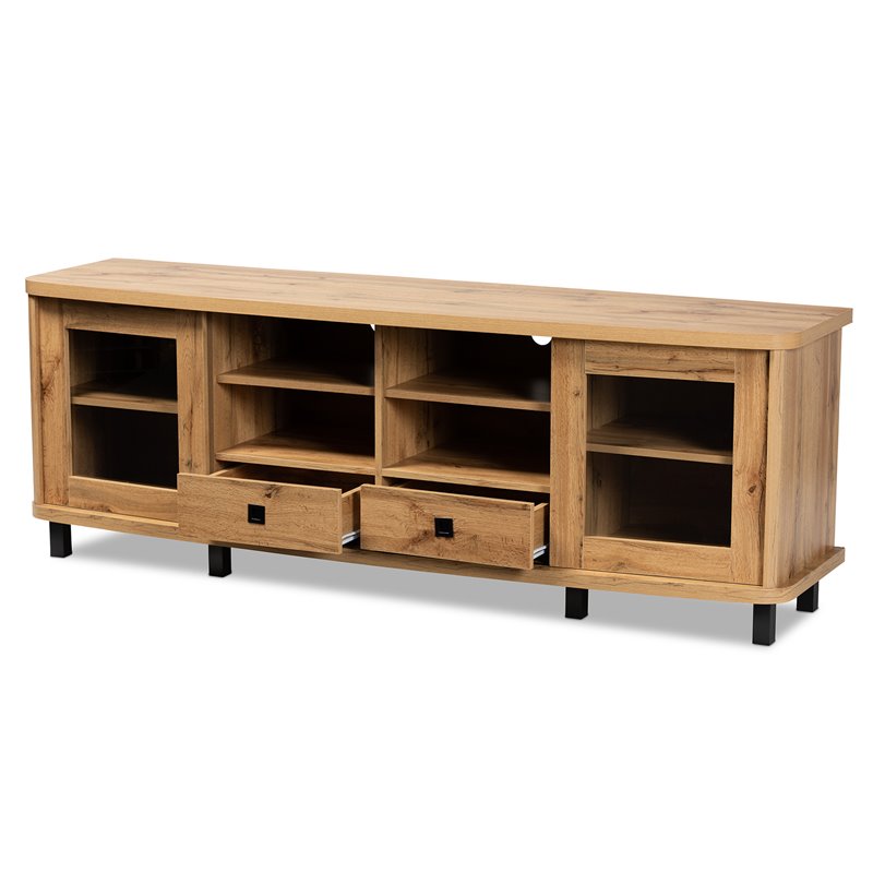 Bowery Hill Oak Brown Finished Wood 2-Drawer TV Stand