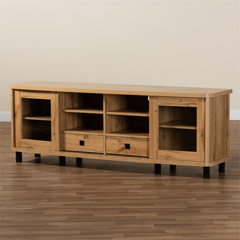 Bowery Hill Oak Brown Finished Wood 2-Drawer TV Stand