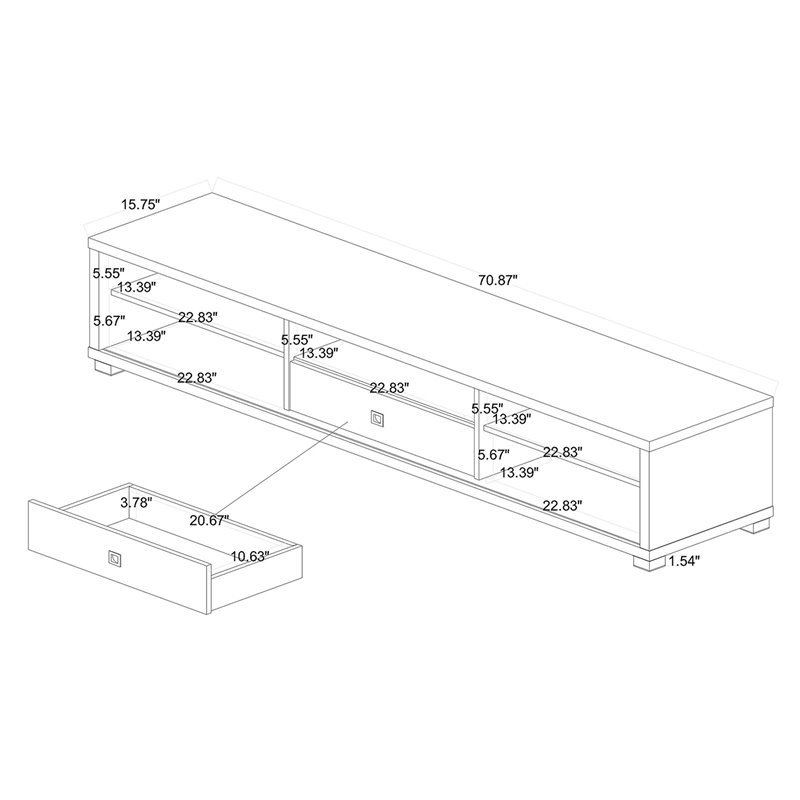 Bowery Hill Modern Oak Brown Finished Wood 1-Drawer TV Stand