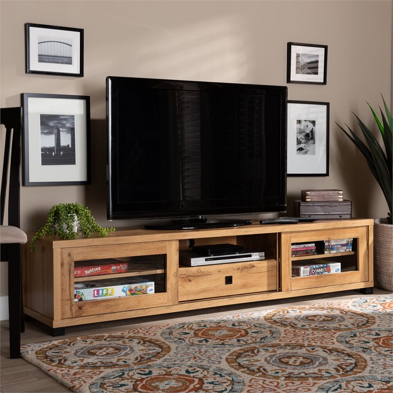 Bowery Hill Modern Oak Brown Finished Wood 1-Drawer TV Stand