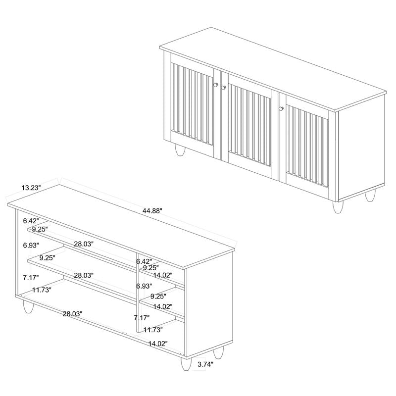 Bowery Hill Oak Brown Finished Wood 3-Door Shoe Cabinet