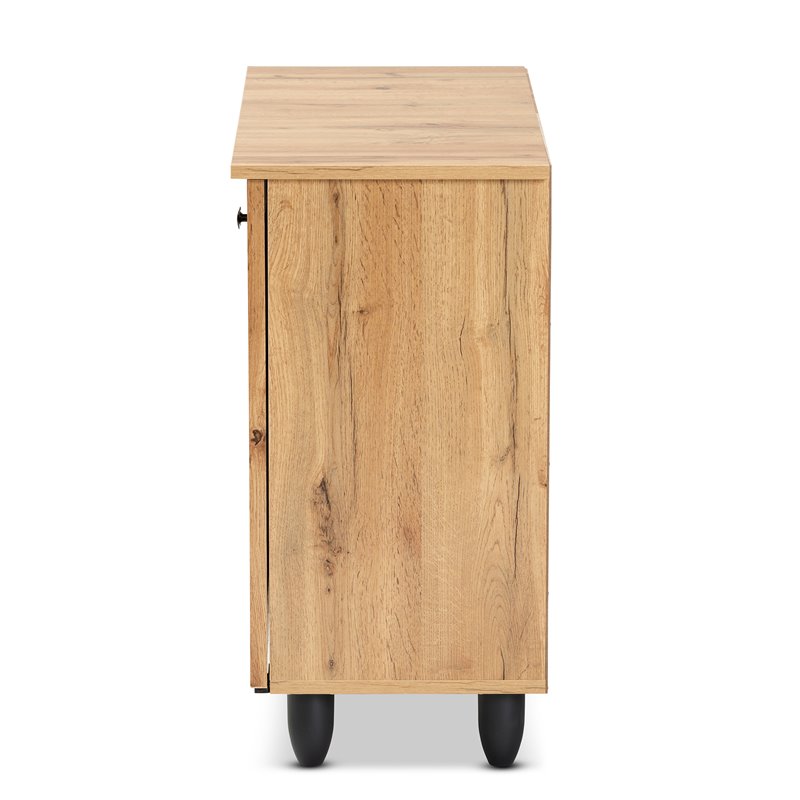Bowery Hill Oak Brown Finished Wood 2-Door Shoe Cabinet