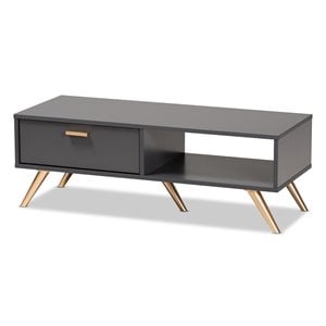 Bowery Hill Dark Grey and Gold Finished Wood Coffee Table