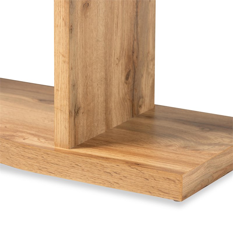 Bowery Hill Oak Brown Finished Wood 3-Drawer Console Table