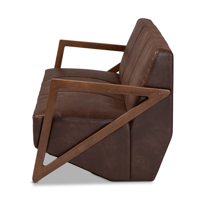 Bowery Hill Dark Brown and Walnut Brown Finished Wood Sofa