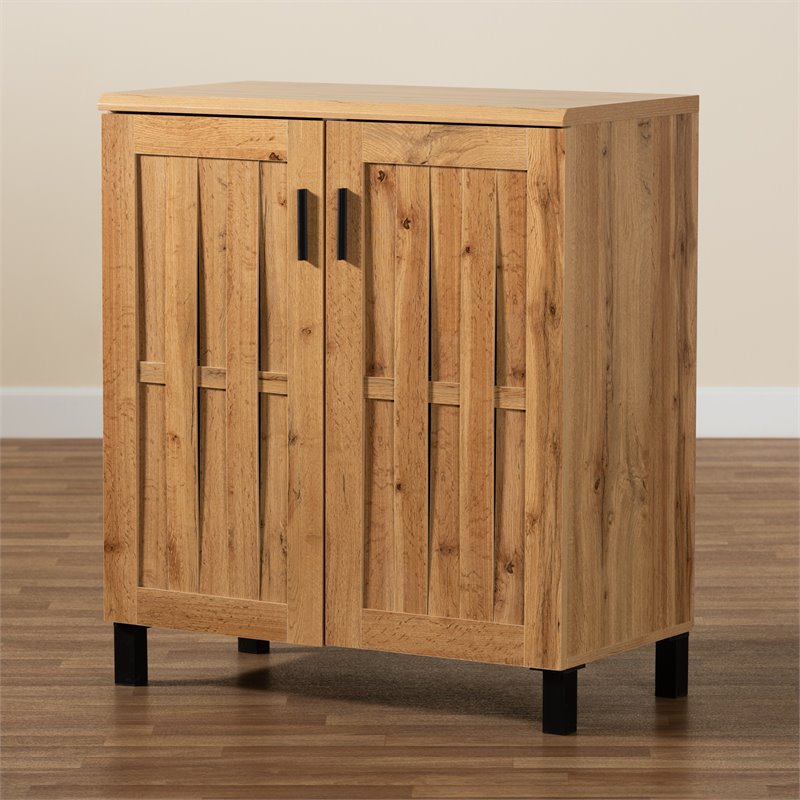 Bowery Hill Oak Brown Finished Wood 2-Door Storage Cabinet