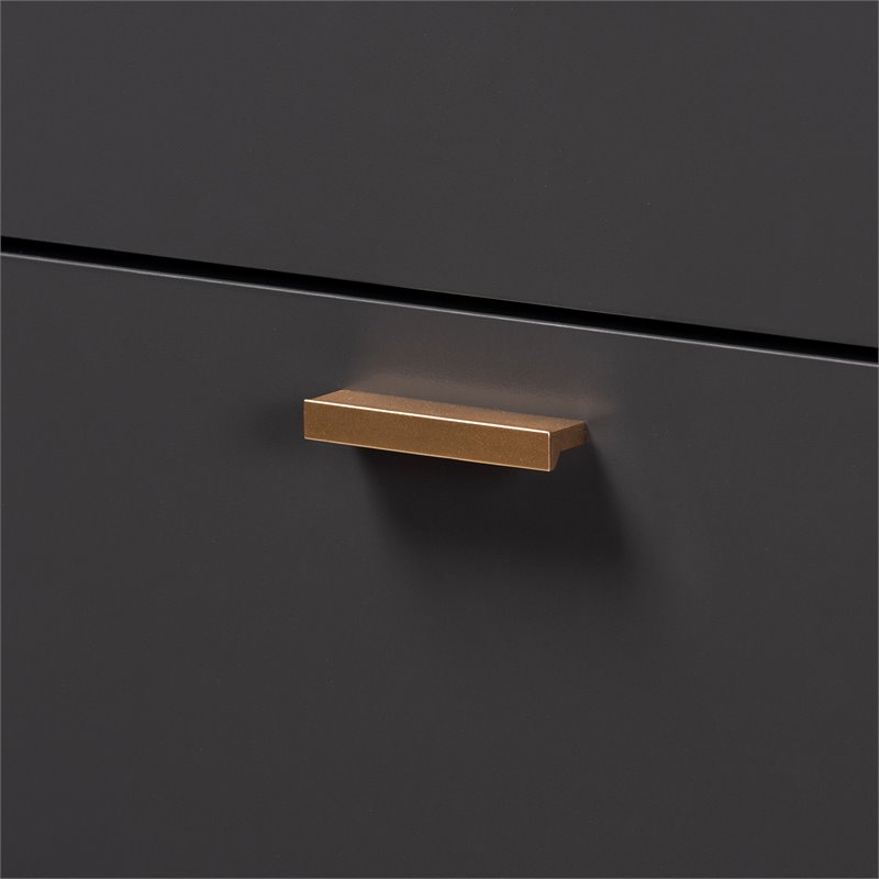 Bowery Hill Dark Grey and Gold Finished Wood 5-Drawer Chest