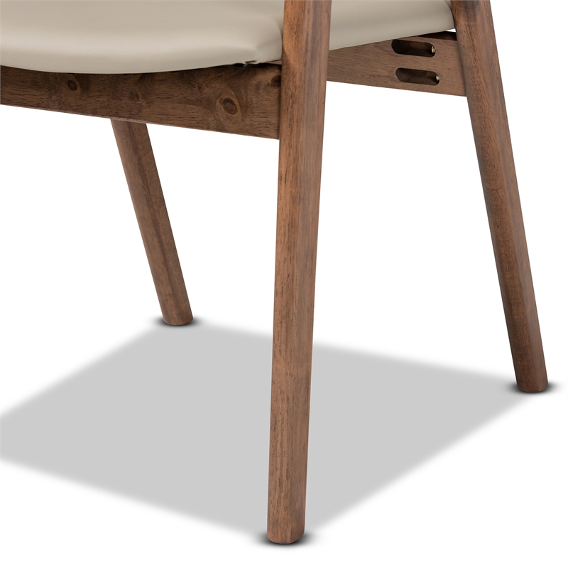 Bowery Hill Grey Faux Leather Wood 2-Piece Dining Chair Set